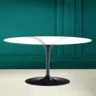 Tulip Saarinen ovale salontafel H 41 in Calacatta Michelangelo Made in Italy - Scarlet Viadurini