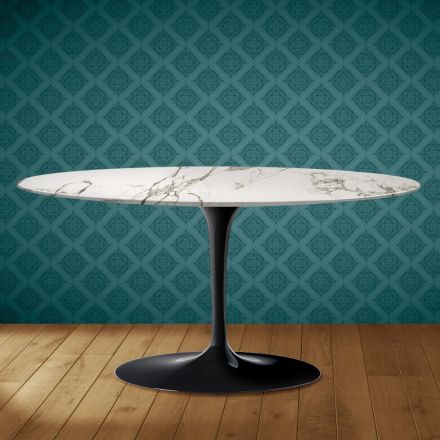 Saarinen Tulip salontafel, ovaal, H 41 cm, Aura 22 keramiek, gemaakt in Italië - Scarlet Viadurini