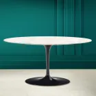 Tulip Saarinen Ovale Salontafel H 41 in Diamond Cream Keramiek Made in Italy - Scarlet Viadurini