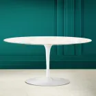Tulip Saarinen ovale salontafel H 41 in Diamond Cream keramiek Made in Italy - Scarlet Viadurini