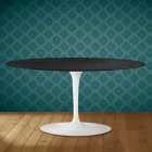 Saarinen Tulip salontafel, ovaal, H 41 cm, Domoos keramiek, gemaakt in Italië - Scharlakenrood Viadurini