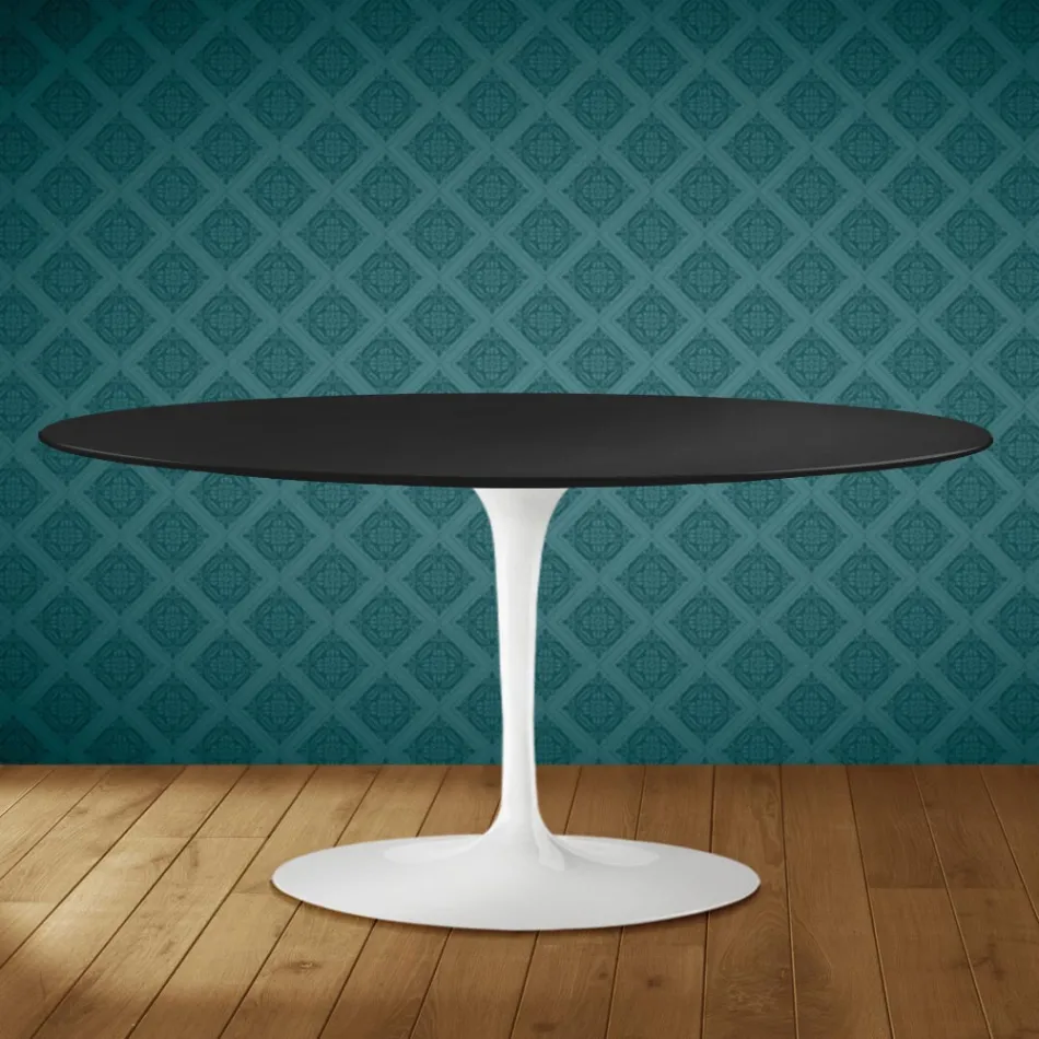 Saarinen Tulip salontafel, ovaal, H 41 cm, Domoos keramiek, gemaakt in Italië - Scharlakenrood Viadurini