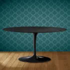 Saarinen Tulip salontafel, ovaal, H 41 cm, Domoos keramiek, gemaakt in Italië - Scharlakenrood Viadurini