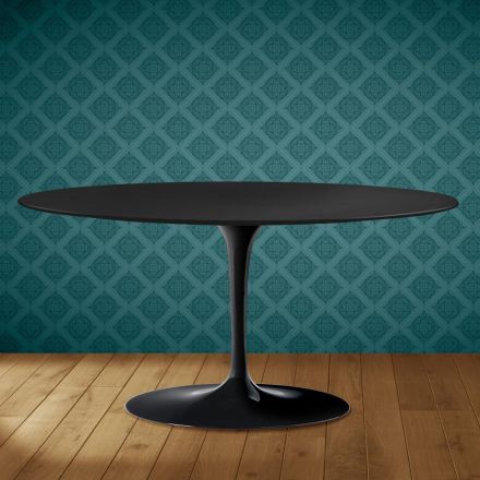 Saarinen Tulip salontafel, ovaal, H 41 cm, Domoos keramiek, gemaakt in Italië - Scharlakenrood Viadurini