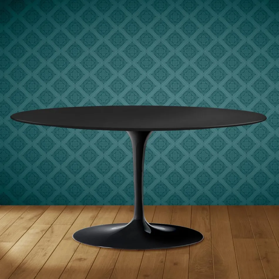 Saarinen Tulip salontafel, ovaal, H 41 cm, Domoos keramiek, gemaakt in Italië - Scharlakenrood Viadurini