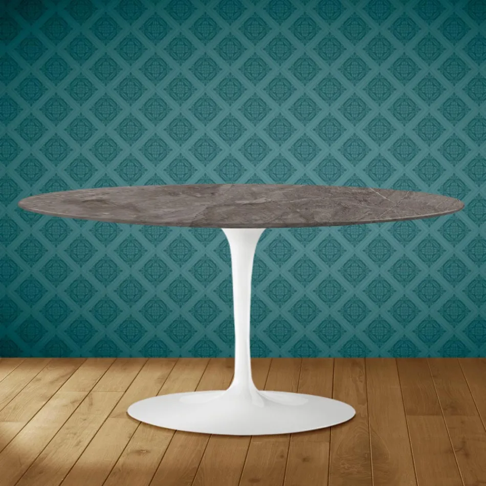 Tulip Saarinen Ovale Salontafel H 41 in Kira Keramiek Made in Italy - Scarlet Viadurini