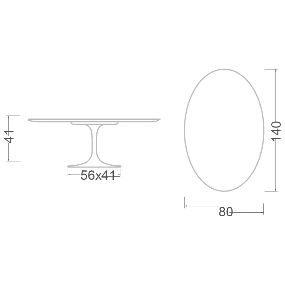 Saarinen Tulip salontafel, ovaal, H 41 cm, glanzend keramiek, gemaakt in Italië - Scarlet Viadurini