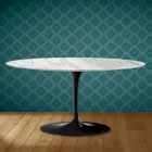 Saarinen Tulip salontafel, ovaal, H 41 cm, glanzend keramiek, gemaakt in Italië - Scarlet Viadurini