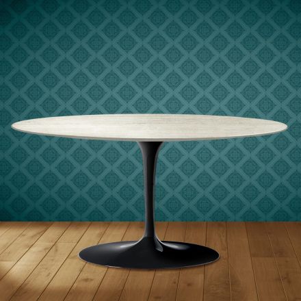 Saarinen Tulip salontafel, ovaal, H 41 cm, Marmorio keramiek, gemaakt in Italië - Scharlakenrood Viadurini