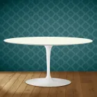 Saarinen Tulip salontafel, ovaal, H 41 cm, Moonè keramiek, gemaakt in Italië - Scharlakenrood Viadurini