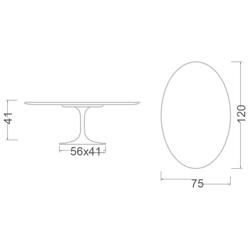 Saarinen Tulip salontafel, ovaal, H 41 cm, Moonè keramiek, gemaakt in Italië - Scharlakenrood Viadurini