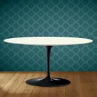 Saarinen Tulip salontafel, ovaal, H 41 cm, Moonè keramiek, gemaakt in Italië - Scharlakenrood Viadurini