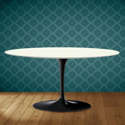 Saarinen Tulip salontafel, ovaal, H 41 cm, Moonè keramiek, gemaakt in Italië - Scharlakenrood Viadurini