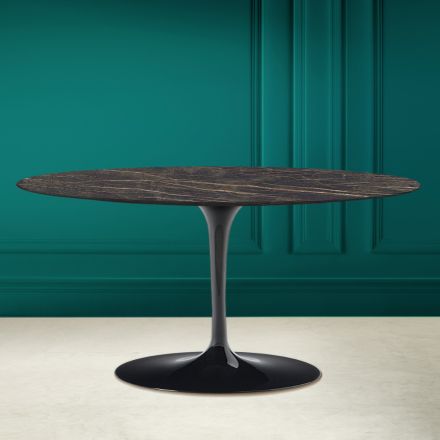 Tulip Saarinen Ovale Salontafel H 41 in Noir Desire Keramiek Made in Italy - Scarlet Viadurini