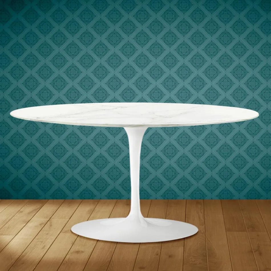 Tulip Saarinen Ovale Salontafel H 41 in Rem Keramiek Made in Italy - Scarlet Viadurini