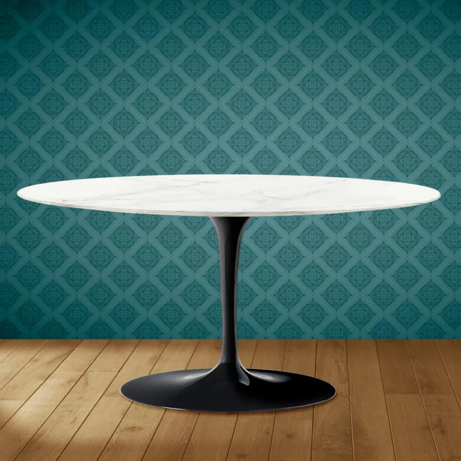 Tulip Saarinen Ovale Salontafel H 41 in Rem Keramiek Made in Italy - Scarlet Viadurini