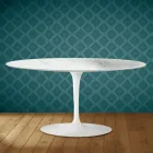 Saarinen ovale tulp salontafel H 41 in Salina keramiek, gemaakt in Italië - Scharlakenrood Viadurini