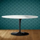 Saarinen ovale tulp salontafel H 41 in Salina keramiek, gemaakt in Italië - Scharlakenrood Viadurini