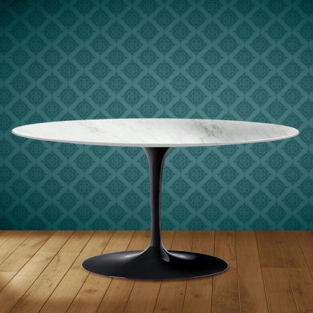 Saarinen ovale tulp salontafel H 41 in Salina keramiek, gemaakt in Italië - Scharlakenrood Viadurini