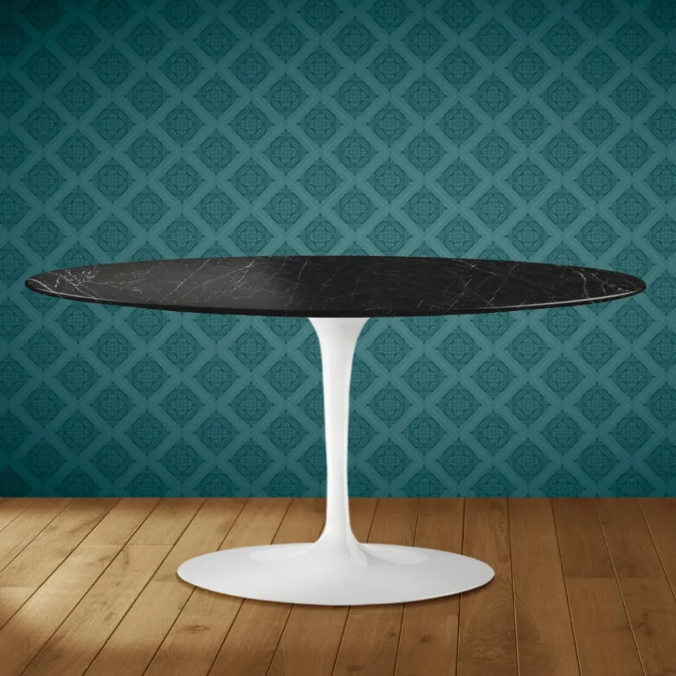 Saarinen ovale tulp salontafel H 41 in Somnia keramiek, gemaakt in Italië - Scharlakenrood Viadurini