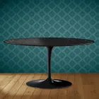 Saarinen ovale tulp salontafel H 41 in Somnia keramiek, gemaakt in Italië - Scharlakenrood Viadurini