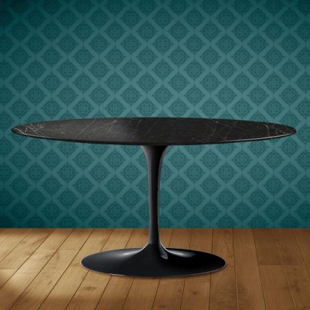 Saarinen ovale tulp salontafel H 41 in Somnia keramiek, gemaakt in Italië - Scharlakenrood Viadurini
