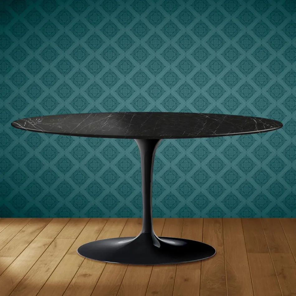 Saarinen ovale tulp salontafel H 41 in Somnia keramiek, gemaakt in Italië - Scharlakenrood Viadurini