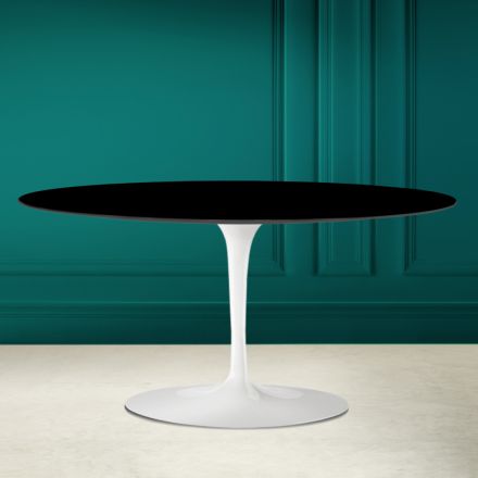 Tulip Saarinen ovale salontafel H 41 in absoluut zwart Made in Italy - Scarlet Viadurini