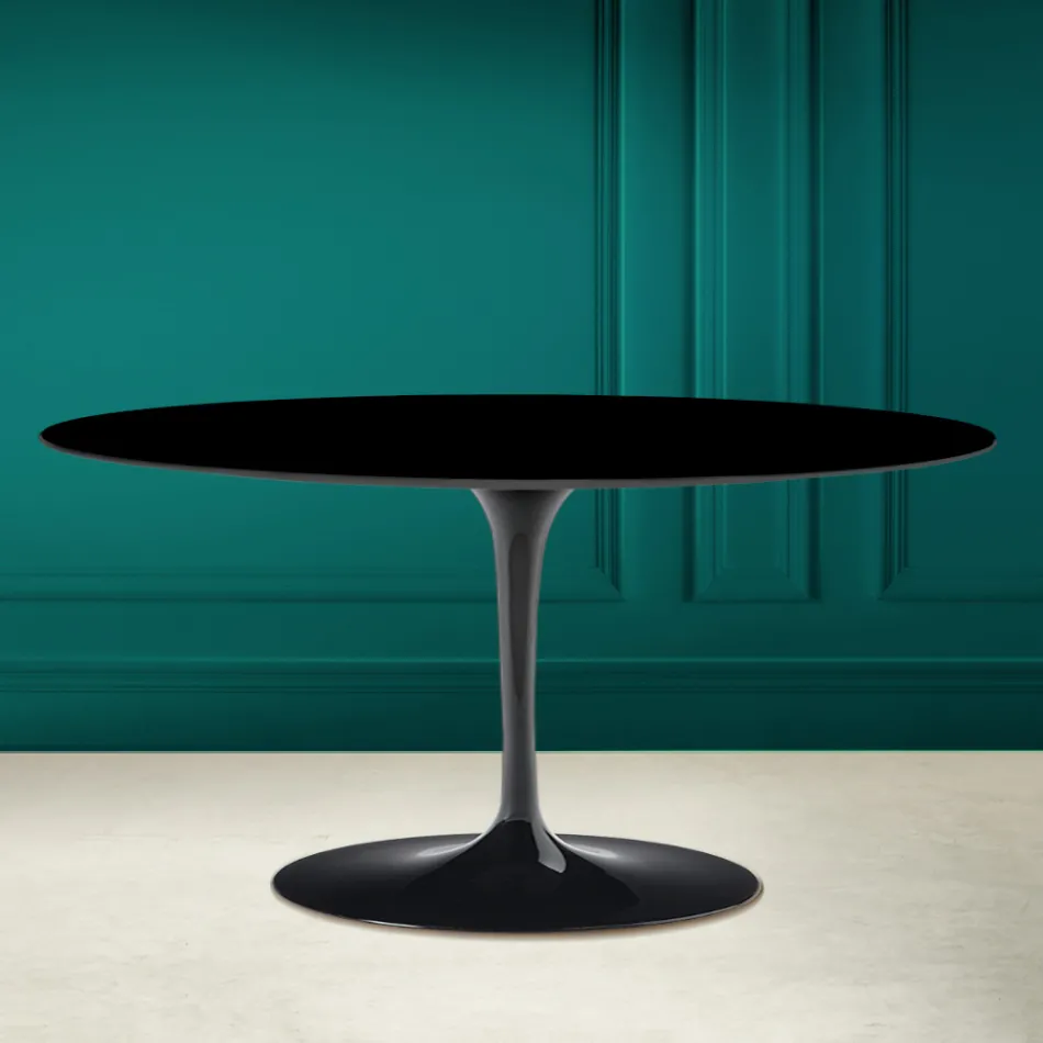 Tulip Saarinen ovale salontafel H 41 in absoluut zwart Made in Italy - Scarlet Viadurini