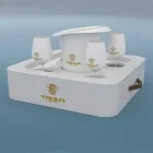 Salontafel - Zwevende schoteluitvoering kunstleer nautische Trona Viadurini