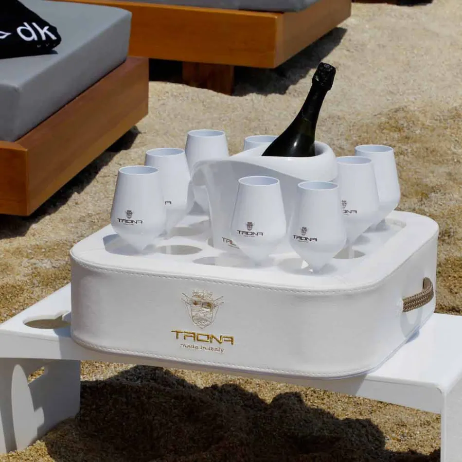 Salontafel - zwevend blad van nautisch ecoleer en Trona-plexiglas Viadurini