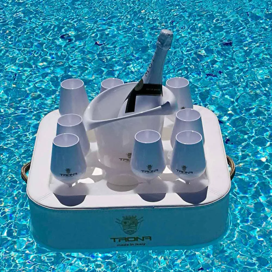 Salontafel - zwevend blad van nautisch ecoleer en Trona-plexiglas Viadurini