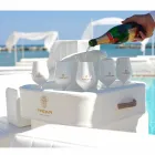 Salontafel - drijvende bak van kunstleer en plexiglas nautische Trona Viadurini