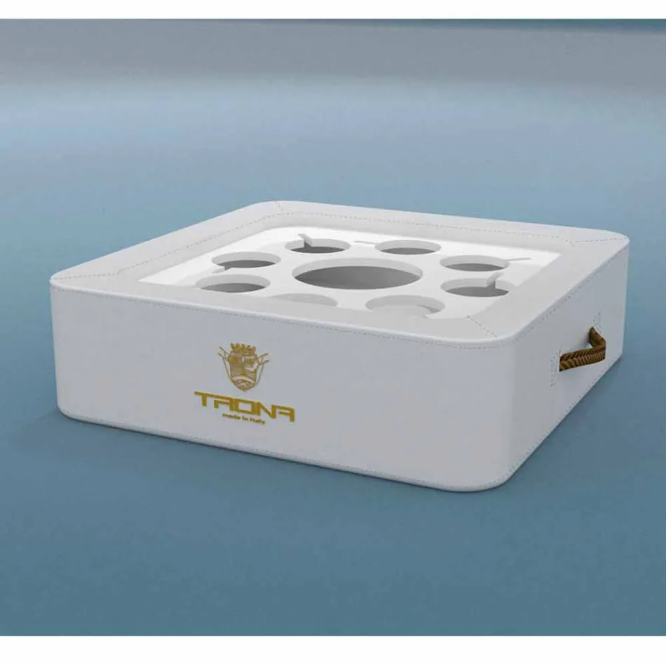 Salontafel - drijvende bak van kunstleer en plexiglas nautische Trona Viadurini