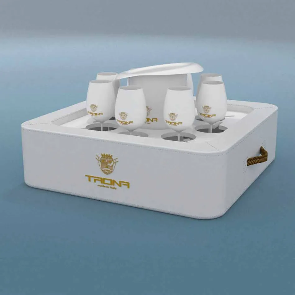 Salontafel - drijvende bak van kunstleer en plexiglas nautische Trona Viadurini