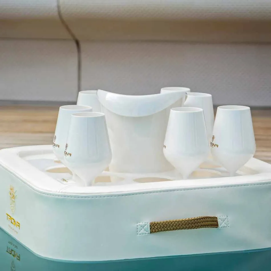 Salontafel - zwevend blad van nautisch ecoleer en Trona-plexiglas Viadurini