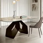 Tafel van 210x110 cm met keramisch blad met marmerlook en metalen onderstel - Adriano Viadurini