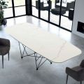 Moderne tonvormige tafel in staal en marmer Made in Italy - Ezzellino