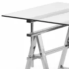 stalen / glazen hoogte verstelbare tafel (L190xH72 / 74 / 78xP90cm) Cristal Viadurini