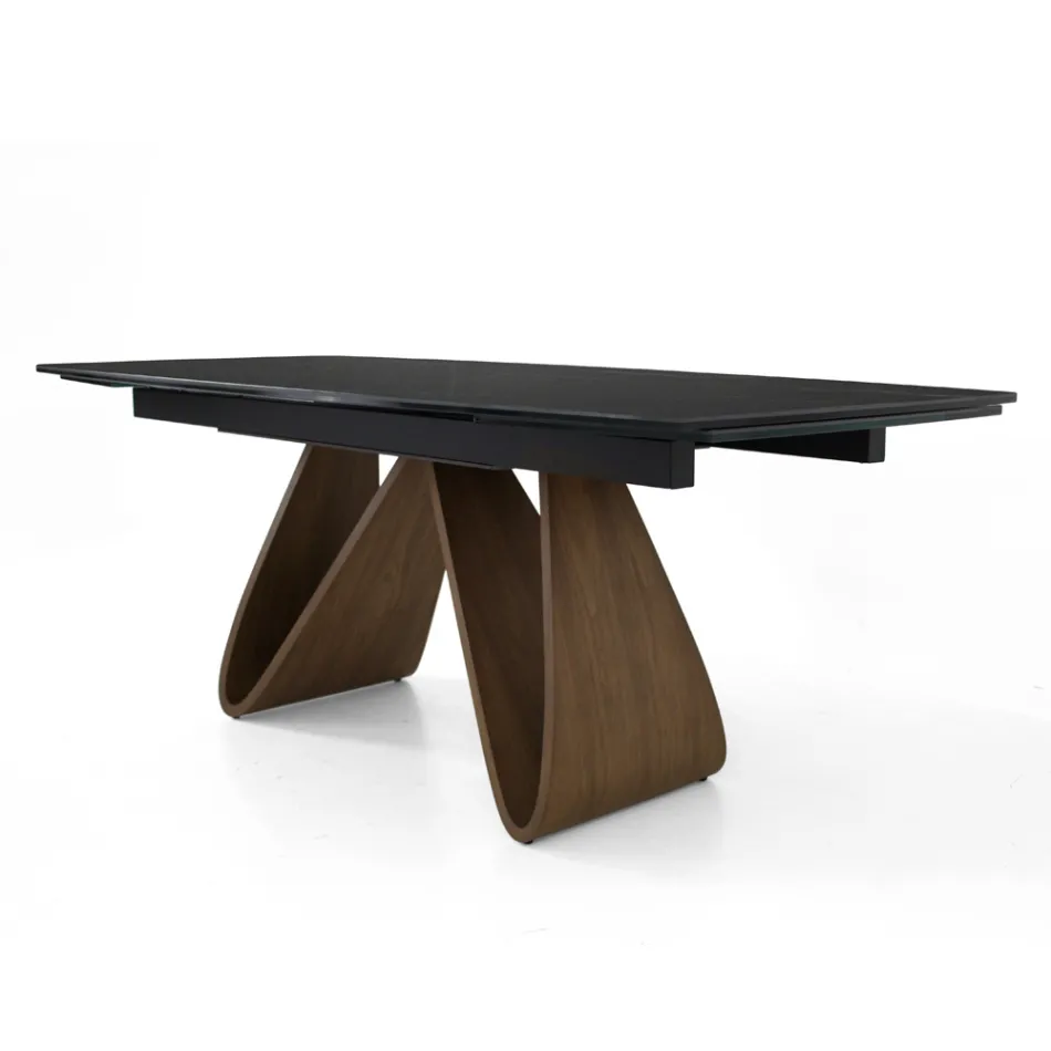 Uitschuifbare tafel tot 276 cm in Noir Desir keramiek Made in Italy - Equator Viadurini