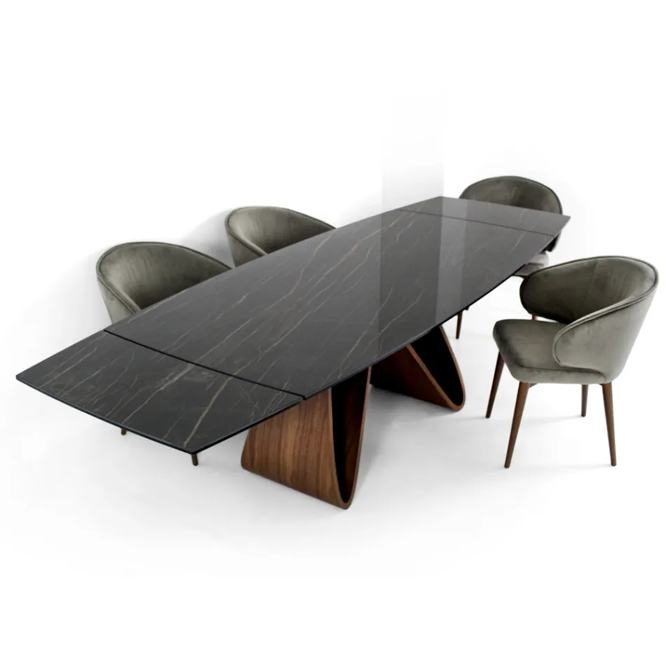 Uitschuifbare tafel tot 276 cm in Noir Desir keramiek Made in Italy - Equator Viadurini