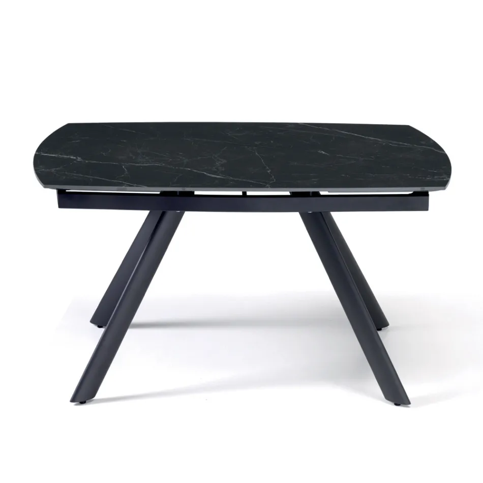 Uitschuifbare tafel 140/210x90 cm van gesinterd steen met marmerlook - Atrium Viadurini