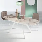 Uitschuifbare tafel 140/210x90 cm van gesinterd steen met marmerlook - Atrium Viadurini