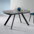 Uitschuifbare tafel 140/210x90 cm van gesinterd steen met marmerlook - Atrium