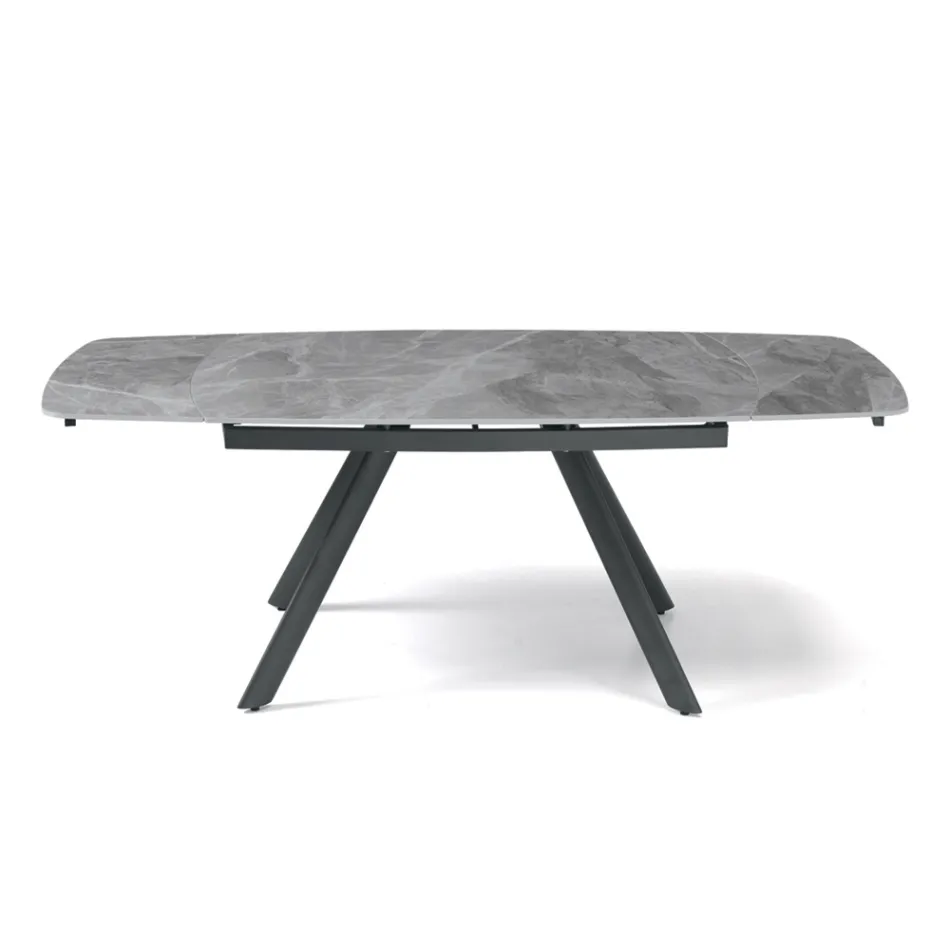 Uitschuifbare tafel 140/210x90 cm van gesinterd steen met marmerlook - Atrium Viadurini