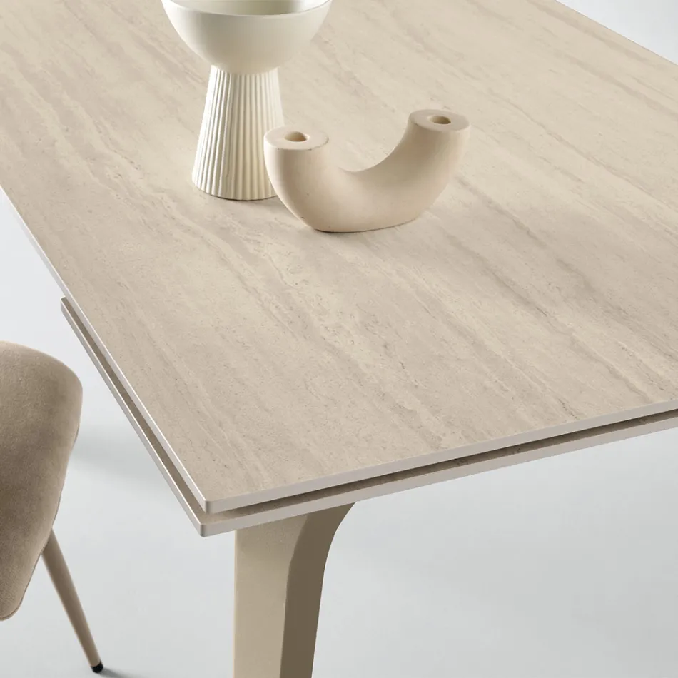 Uitschuifbare tafel 160/240x90 cm van gesinterd steen met marmerlook - Samus Viadurini