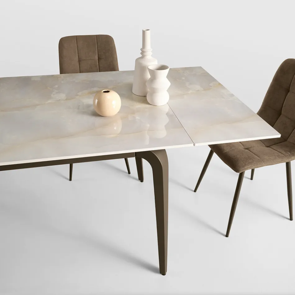 Uitschuifbare tafel 160/240x90 cm van gesinterd steen met marmerlook - Samus Viadurini