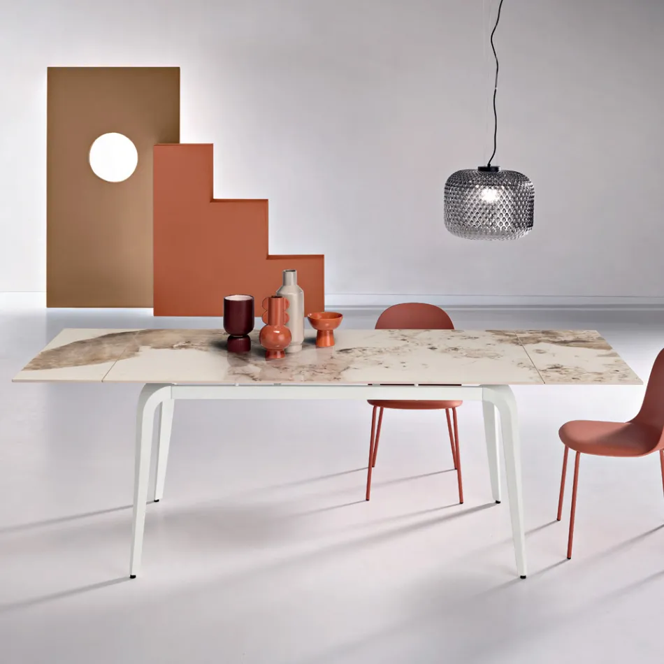 Uitschuifbare tafel 160/240x90 cm van gesinterd steen met marmerlook - Samus Viadurini