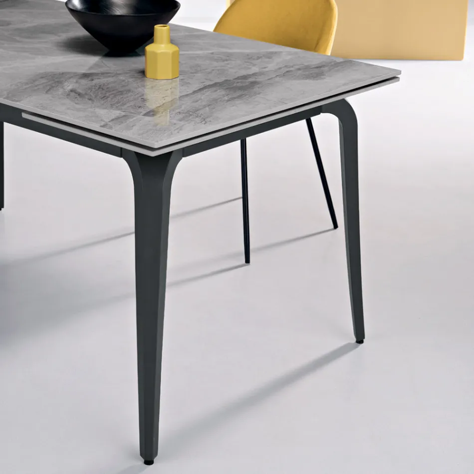 Uitschuifbare tafel 160/240x90 cm van gesinterd steen met marmerlook - Samus Viadurini