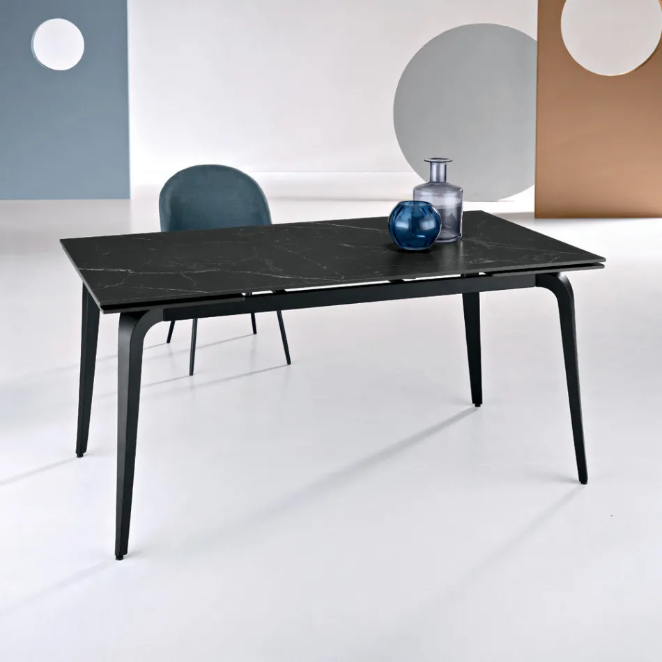 Uitschuifbare tafel 160/240x90 cm van gesinterd steen met marmerlook - Samus Viadurini